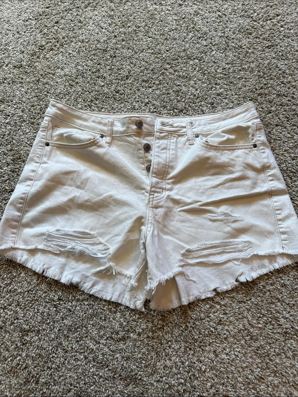White Distressed Women’s Denim Shorts